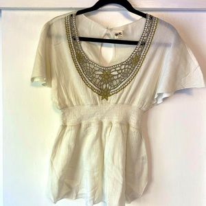 Free People Embroidered Cotton Blouse